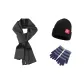 Dark Gray Scarf+Navy Blue Glove+Hats & Caps