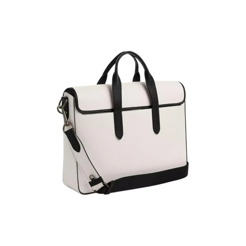 COACH PortfolioSullivan Pebbled Leather Briefcase, Handbag, Shoulder Bag, Crossbody Bag Tubas Men's White-1
