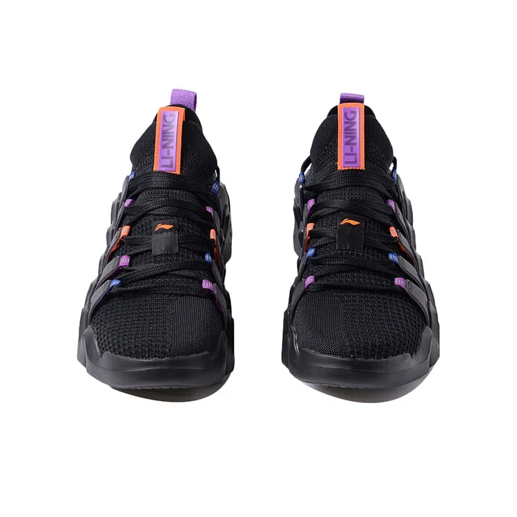LiNing Running Shoes Men Low Top Black/Purple-3