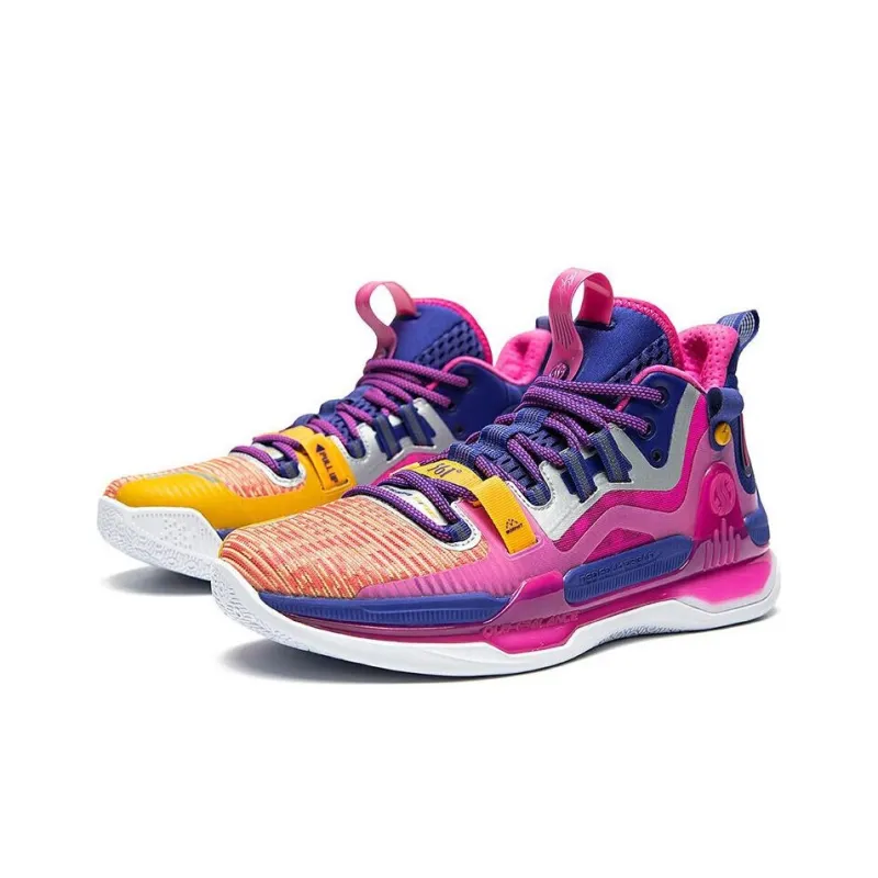 361° AG 1 California Sunset Cushioning Anti Slip And Wear Resistant Mid Top Basketball Shoes Men's Blue Pink-2