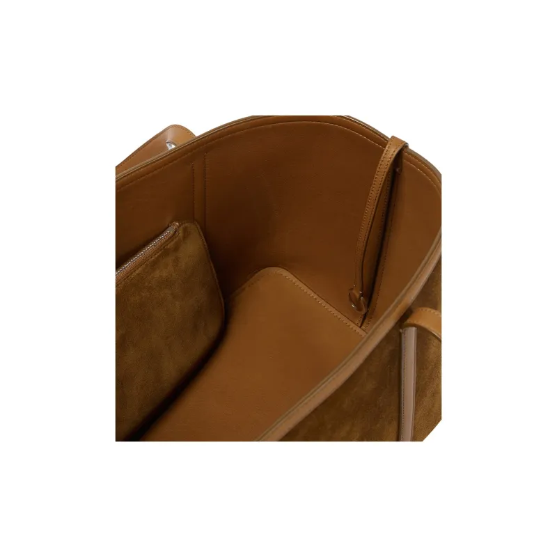 Loro Piana Suede Tote Bag Shopping Bag Handbag Medium Size Women's Brown-3