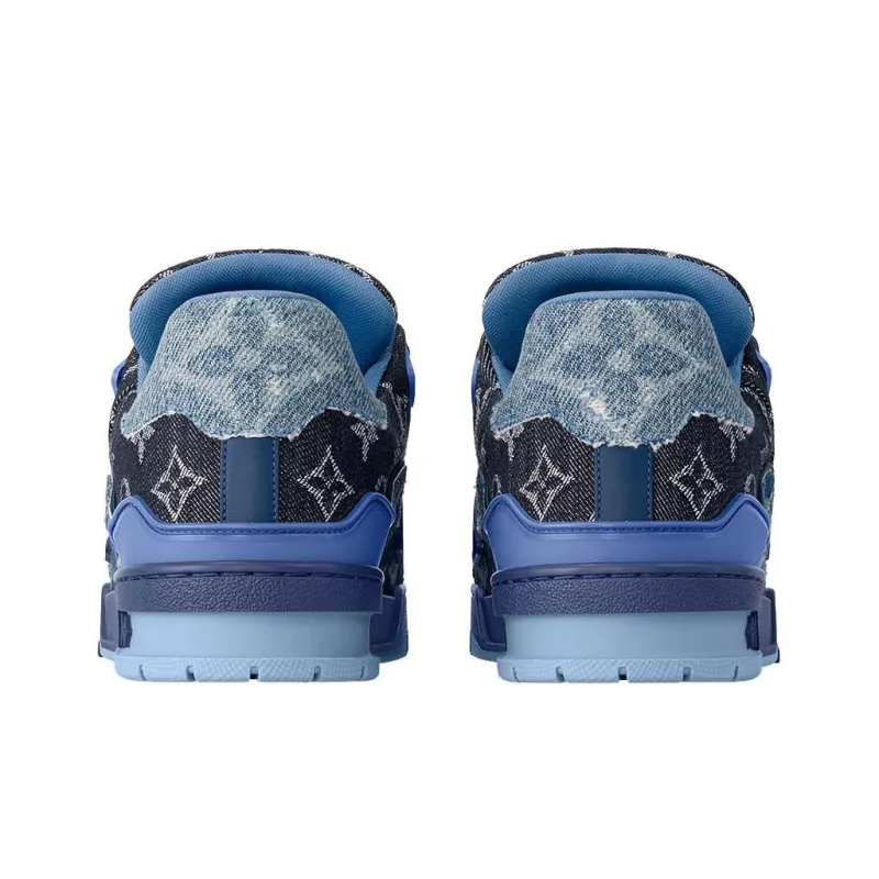 LOUIS VUITTON Trainer Low Top Skateboard Shoes Unisex Blue-3