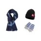 Blue Scarf+Gray-Blue Gloves+Hats & Caps