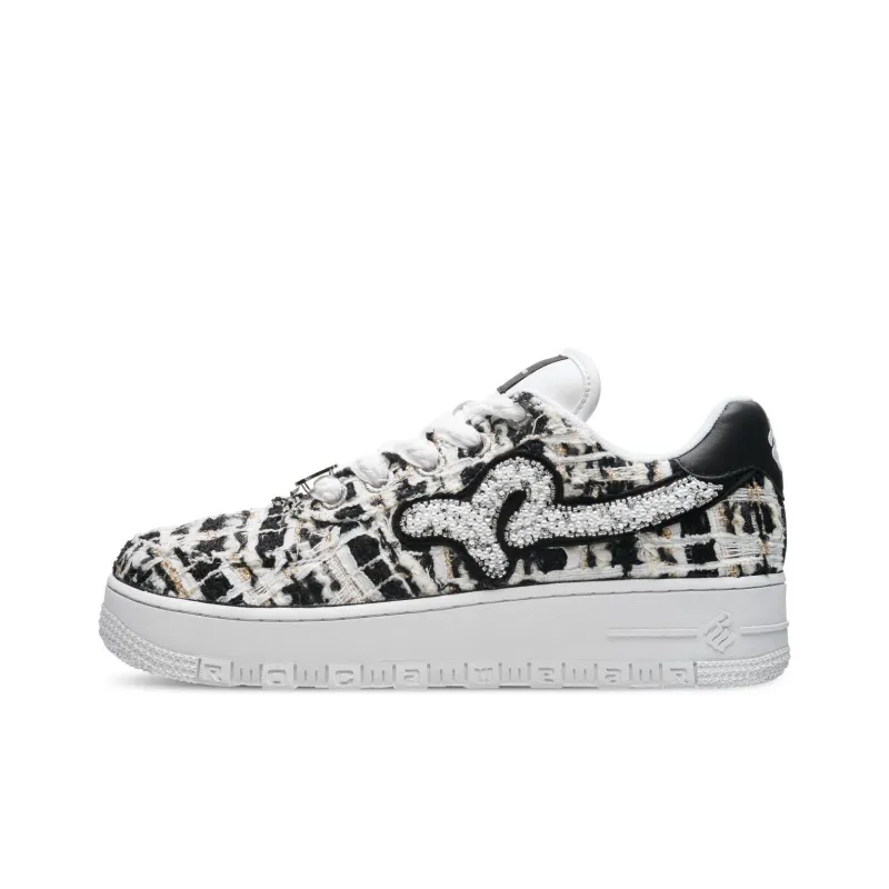 VESSEL x ROCAWEAR Slip Resistant Low Top Skateboard Shoes Unisex Black White-0