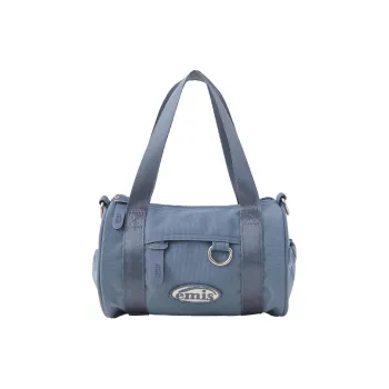 Emis Nylon Cylinder Bag Portable Crossbody Bag Shoulder Bag Unisex Gray Blue