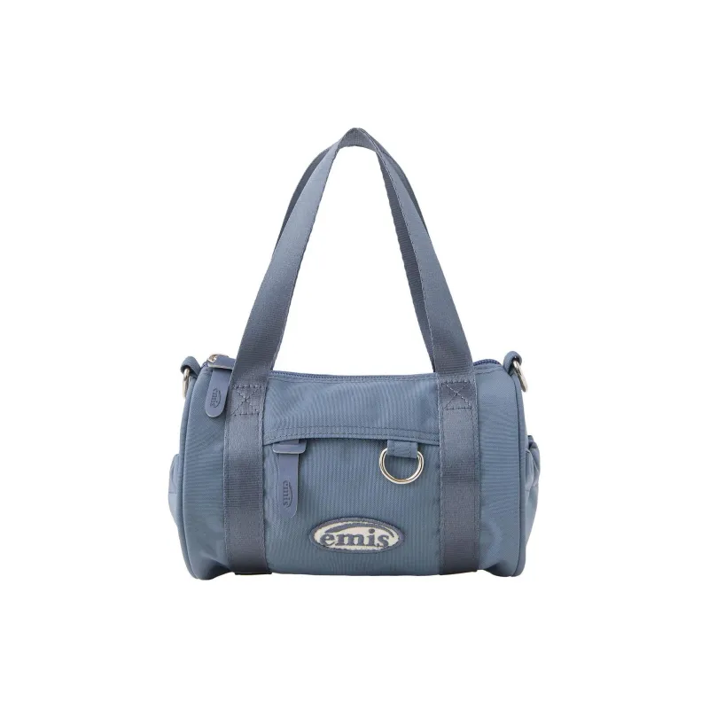 Emis Nylon Cylinder Bag Portable Crossbody Bag Shoulder Bag Unisex Gray Blue-0