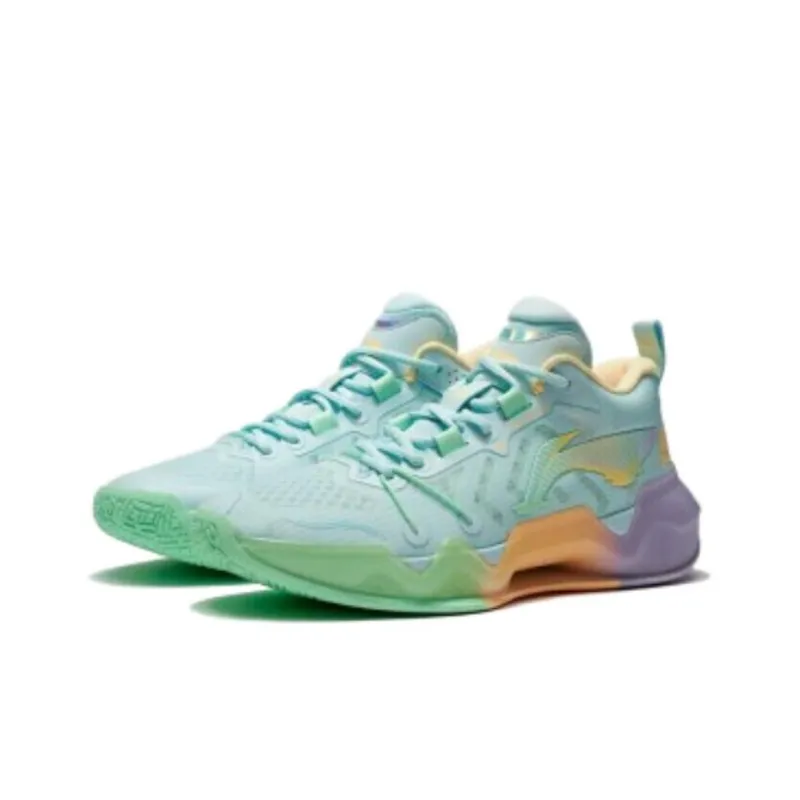LiNing Liren 2 Low Seashore Cushioning Anti Slip And Wear Resistant Low Top Basketball Shoes Men's Neon Pink Green-2