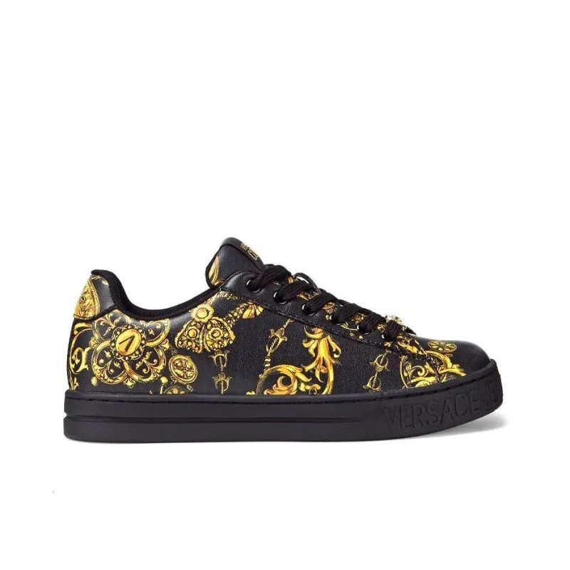 ★Versace★Baroque Buckle Court 88 Sneakers★大人気★ VERSACE Court 88 'Baroque Print' Sneakers Black Gold