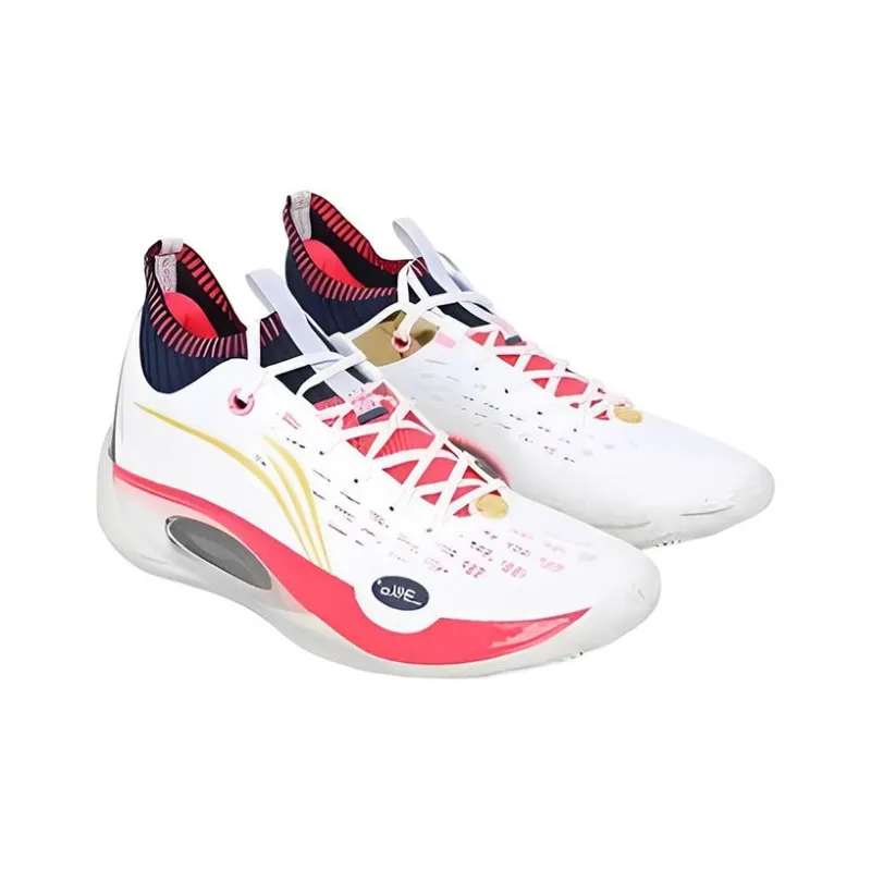 LiNing Wade 808 Ultra Cushioning Anti Slip And Wear Resistant Low Top Basketball Shoes Men's White Red-3