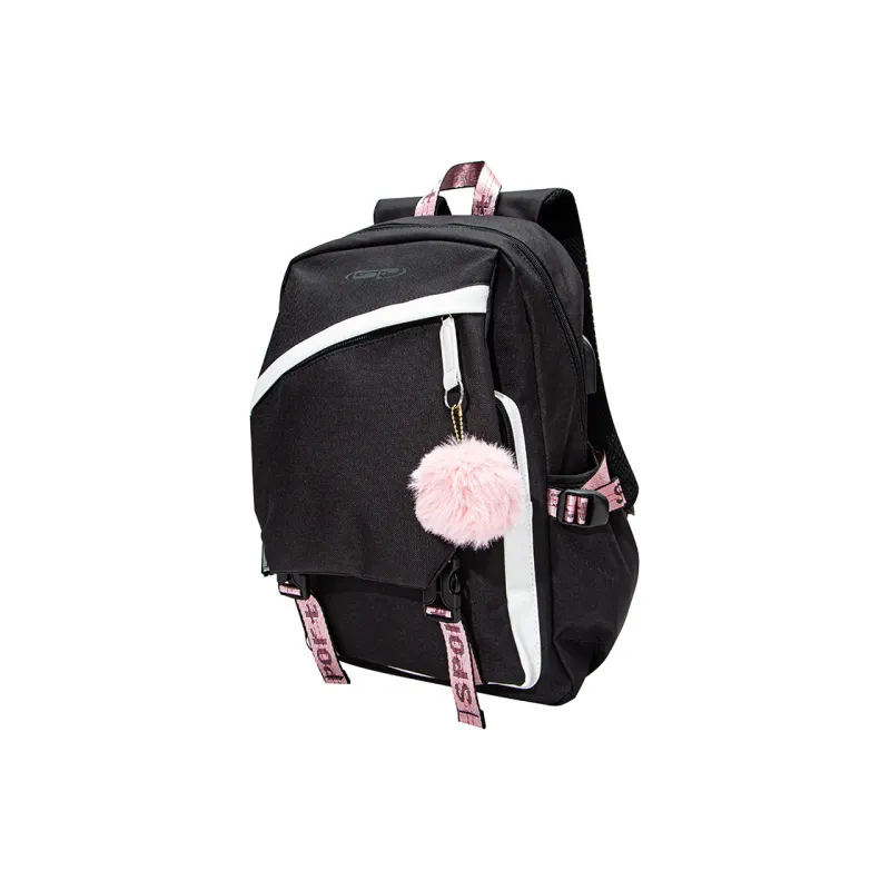 GF Nylon Backpack Large Size Women's White Black-4