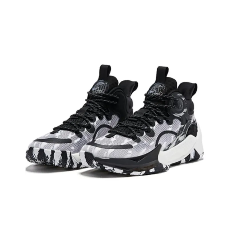QIAODAN Busters 3Elite Black Warrior Abrasion Resistant Breathable High Top Basketball Shoes Men's Black White-2