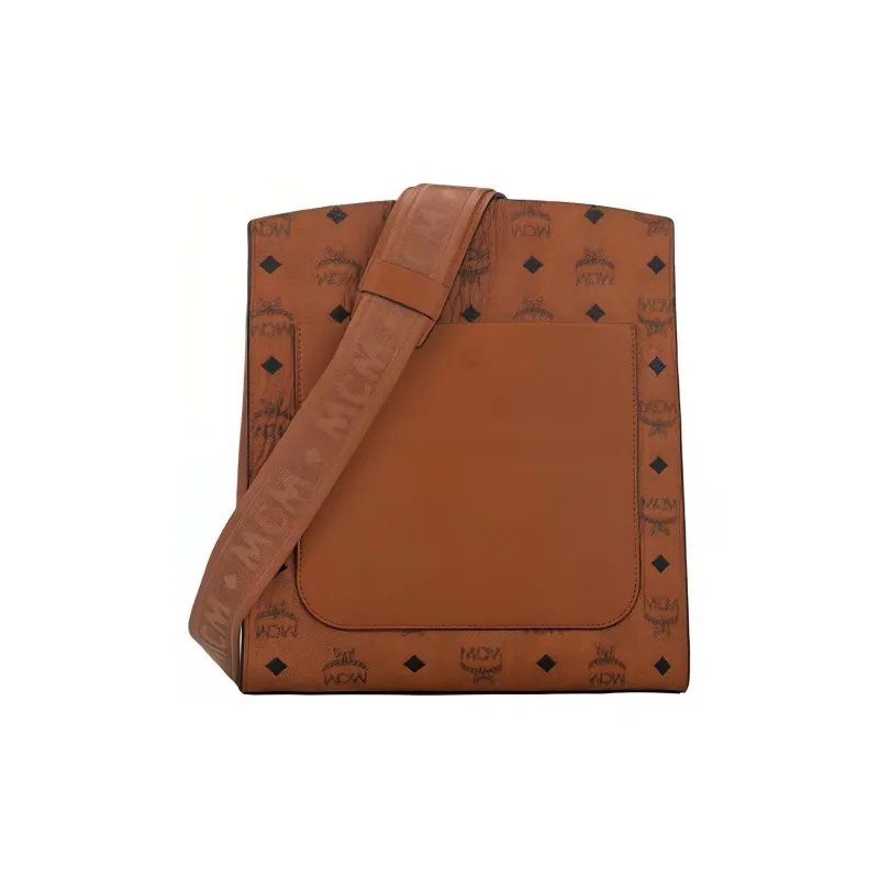 MCM Essential Visetos Origina Leather Bucket Bag, Shoulder Bag, Crossbody Bag Small Size Women's Cognac-3