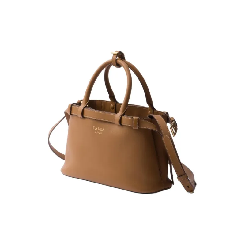 PRADA Leather Shoulder Bag, Crossbody Bag, Handbag Trumpets Women's Caramel-1