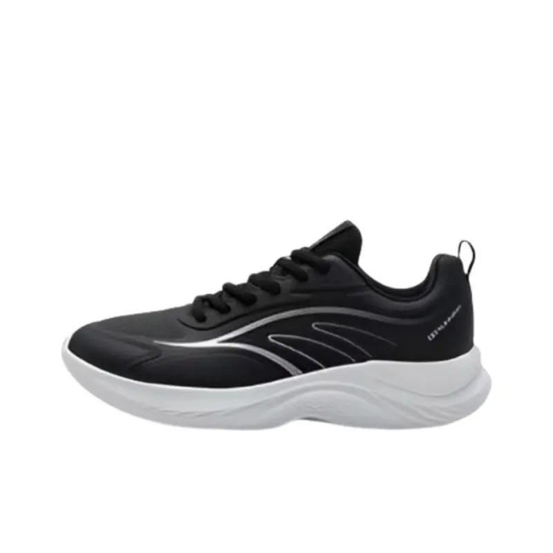 QIAODAN Slip Resistant Low Top Running Shoes Men's Black Silver-0