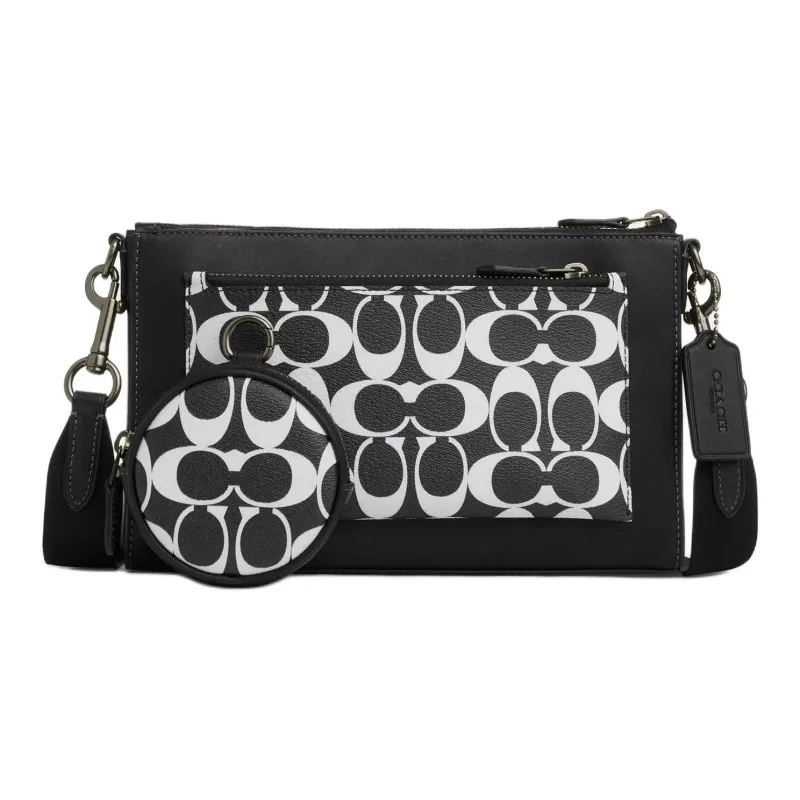 COACH Holden Canvas With Leather Shoulder Bag Crossbody Bag Medium Size Men's Cannon Bronze & Black-0