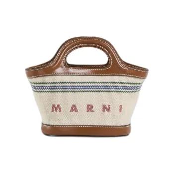 MARNI TROPICALIA With Cotton And Cow Leather Handbag Women's Natural & Mocha