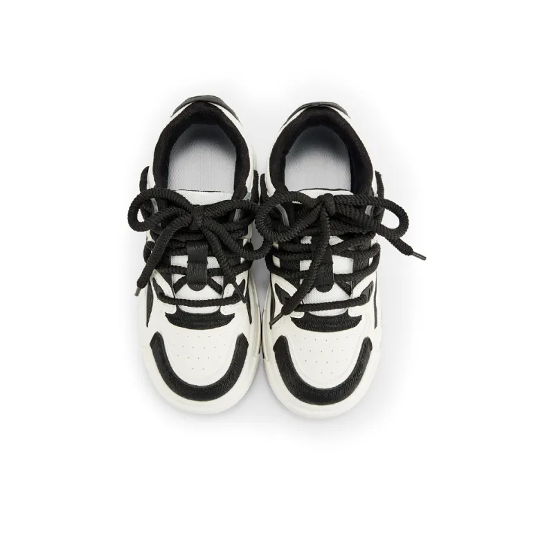 KARLIE KELLER Height Increasing Lightweight Breathable Water Resistant Low Top Skateboard Shoes Women's Black White-3