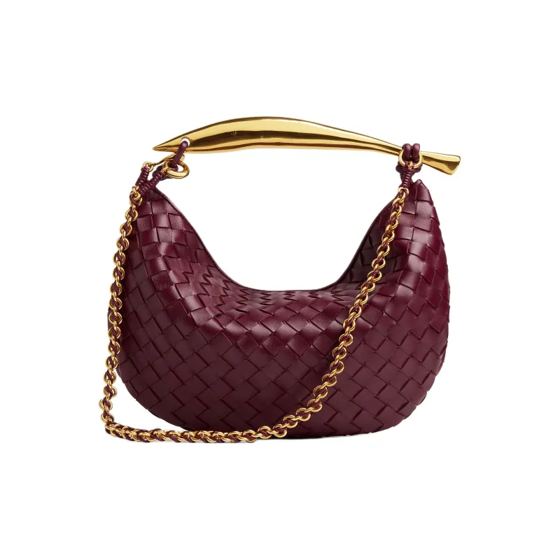 Bottega Veneta SARDINE Lambskin Tote Bag Shopping Bag Handbag Shoulder Bag Crossbody Bag Small Size Women's Barolo Red-2