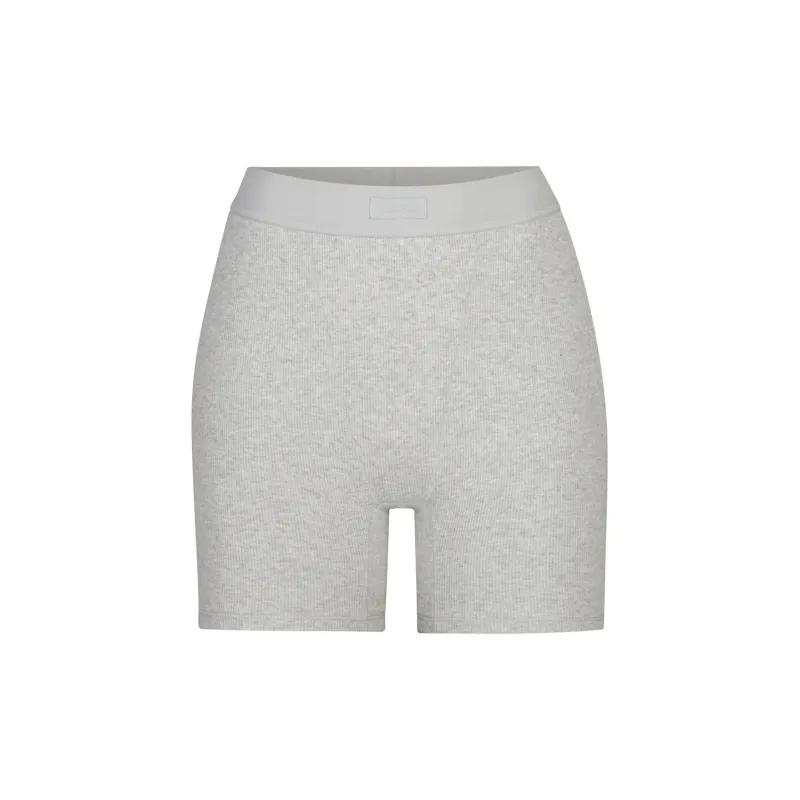 SKIMS COTTON RIB BOXER Boxer Shorts Women's 1 Pack Light Heather Grey-0