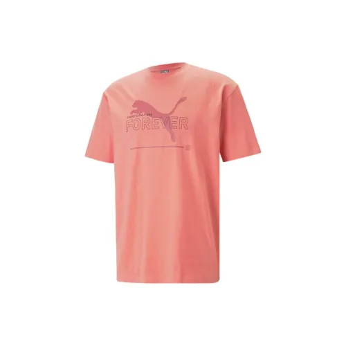 PUMA Funny Logo T-Shirts Men Coral Pink