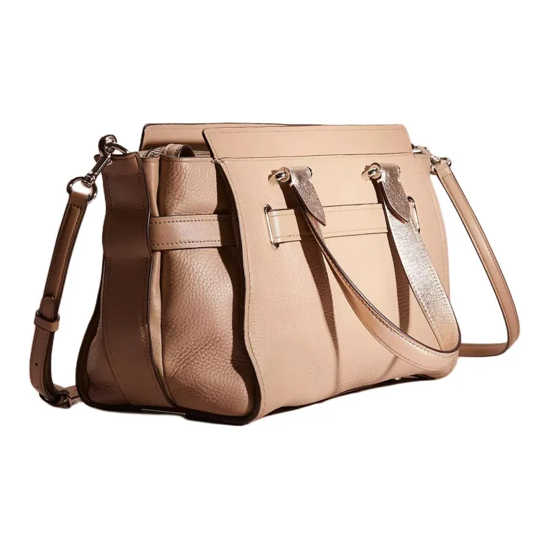 COACH Swagger Eggstone Grain Leather Handbag Shoulder Bag Crossbody Bag Large Size Women's Camel-1