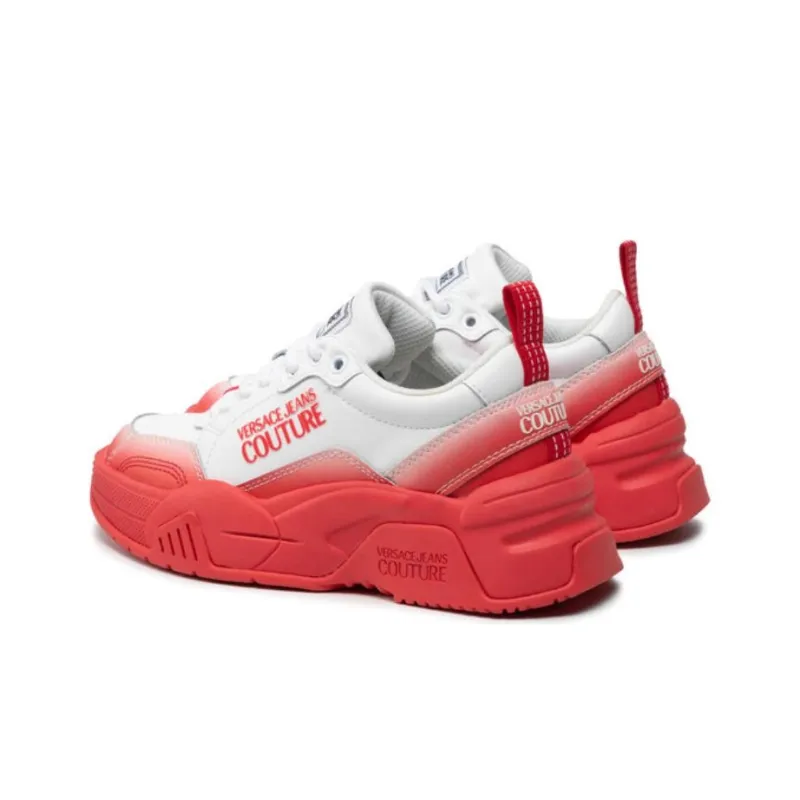 VERSACE JEANS Couture Anti Slip Wear Resistant Casual Shoes Women's White Red-3