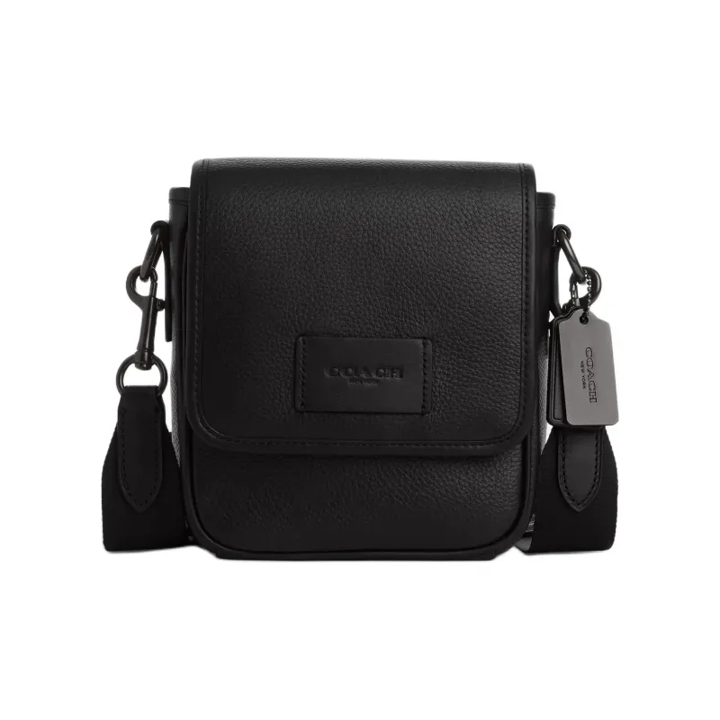 COACH Calfskin Messenger Bag, Shoulder Bag, Crossbody Bag Mini Unisex Black-0