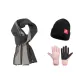 Gray Scarf+Pink Glove+Hats & Caps