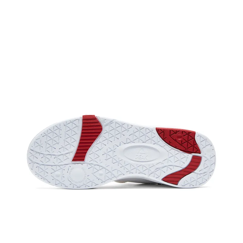 PEAK Guochuang Series Skateboard Shoes Women's Low Top All White Dark Red-5