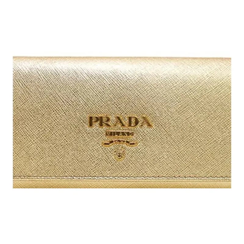 PRADA Leather Shoulder Bag Crossbody Bag Women's Gold-4
