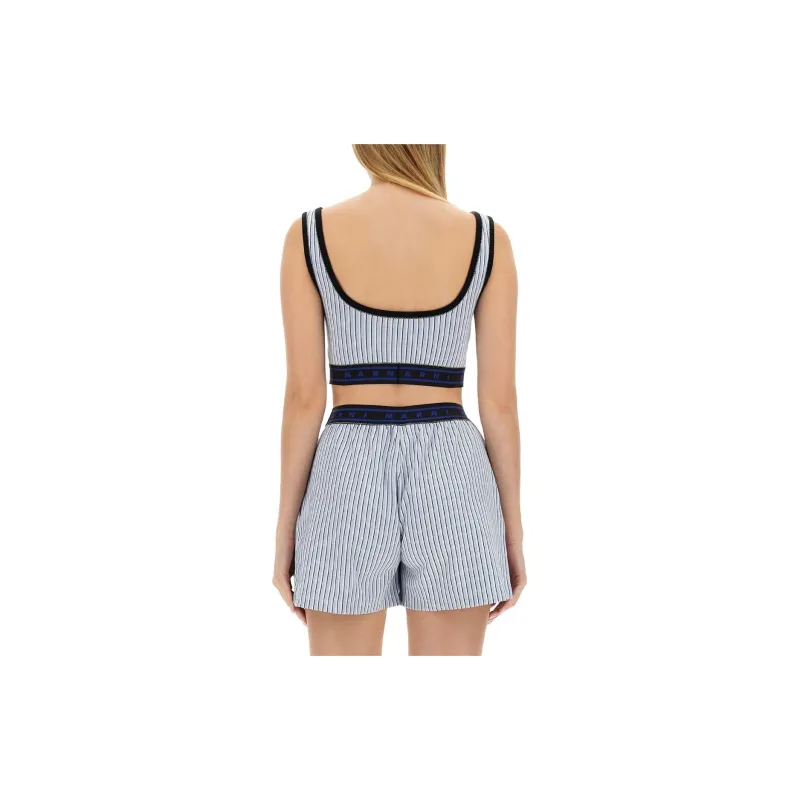 MARNI Stripe Jersey Jacquard Top 'Vivid Blue'-1