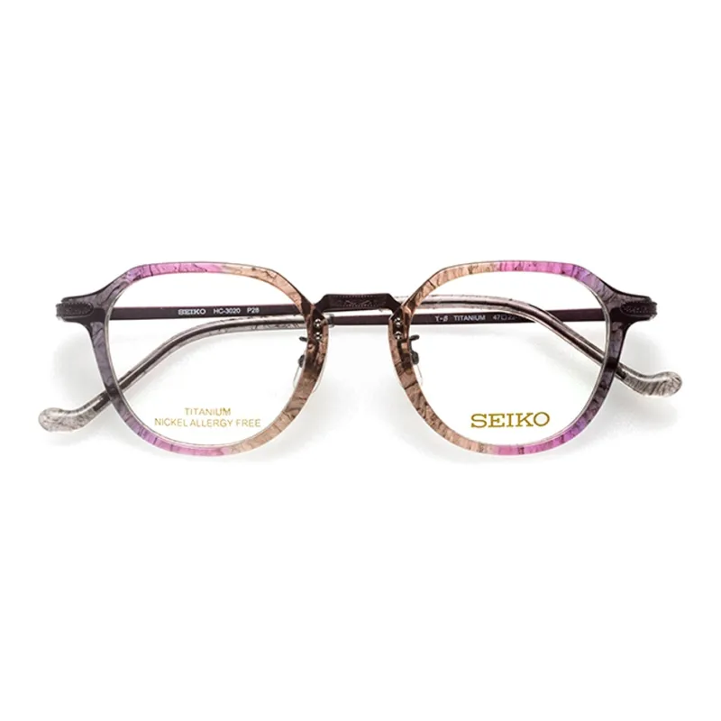 SEIKO Plate Frame Titanium Irregular Shape Eyeglass Frames Unisex Multicolor-1
