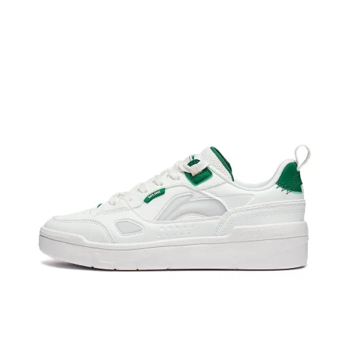 LINING Common 80s Skateboard Shoes Women's Low-Top Off White/Celadon Green