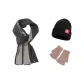Gray Scarf+Khaki Glove+Hats & Caps