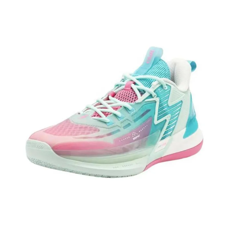 361° Big3 4.0 SWITCH Anti Slip Wear Resistant Low Top Basketball Shoes Men's Pink Green-2