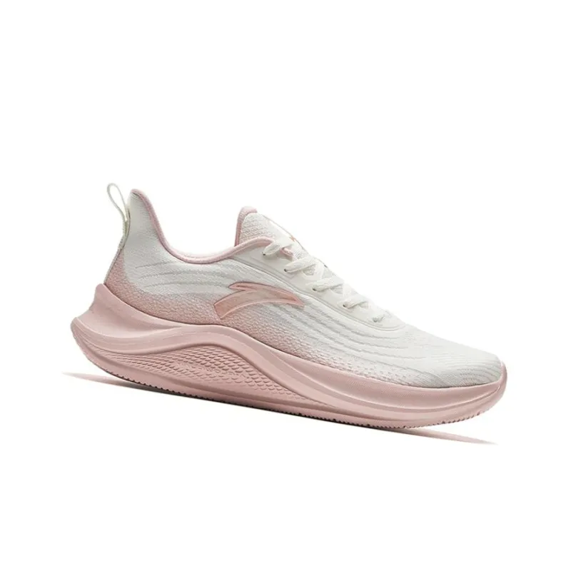 Anta Anti Slip Wear Resistant Low Top Casual Running Shoes Women's Ivory White Halo Pink-1