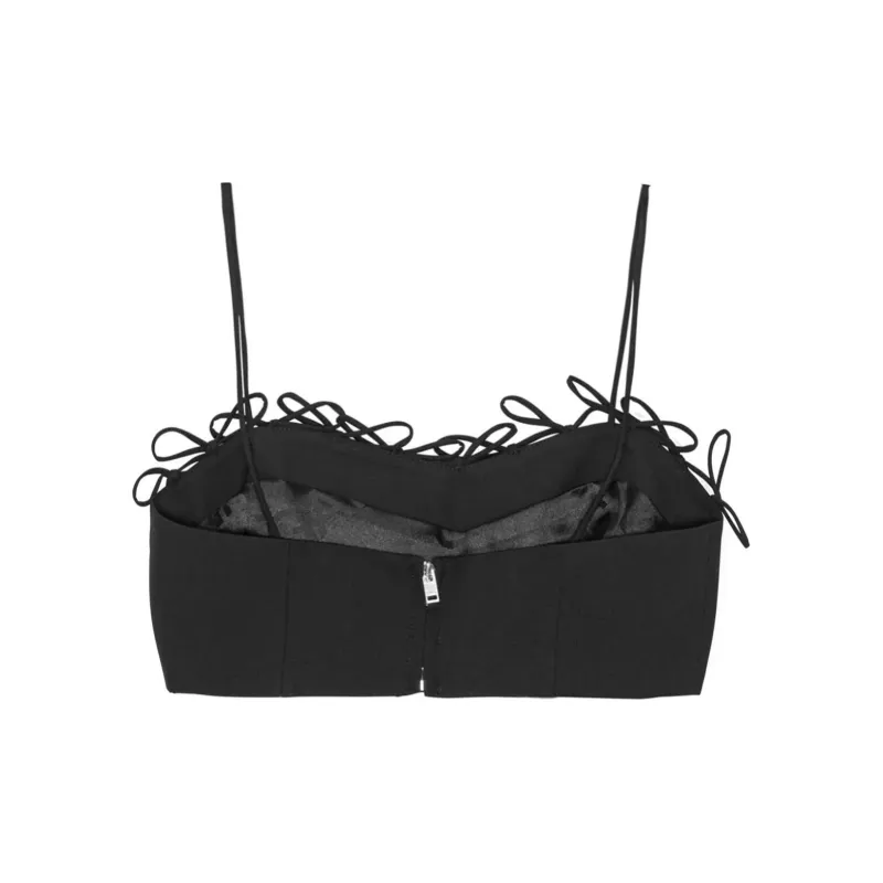 GANNI Drapey Bow Detailed Cropped Top-1