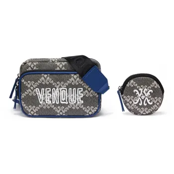 Venque Polyester Key Pouch, Camera Bag, Crossbody Bag Small Size Unisex Blue Gray Print