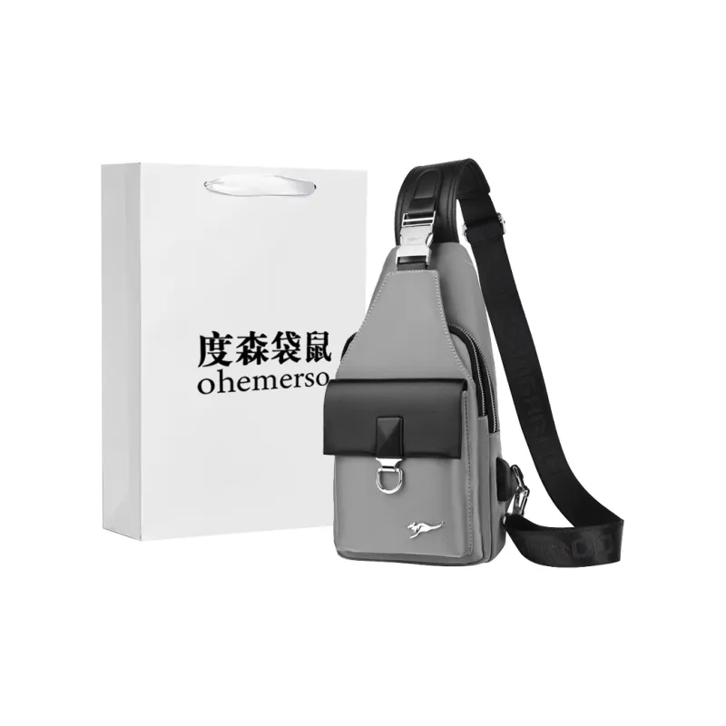 Dusen Kangaroo Oxford Sling Bag Regular Unisex Black/Silver Gray/Sapphire Blue/Camouflage Black-2