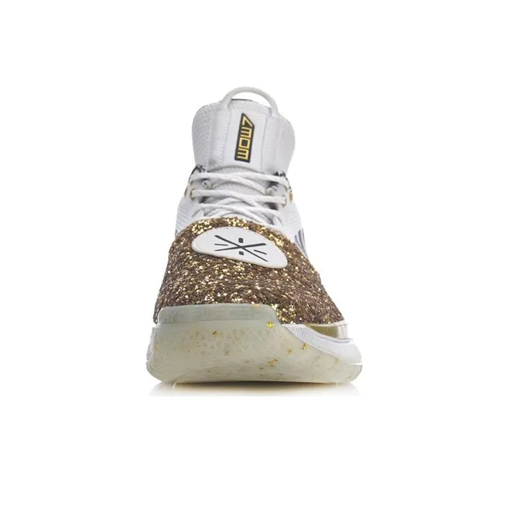 LINING WOW 7 Basketball Shoes Men Low Top Gold/White-3