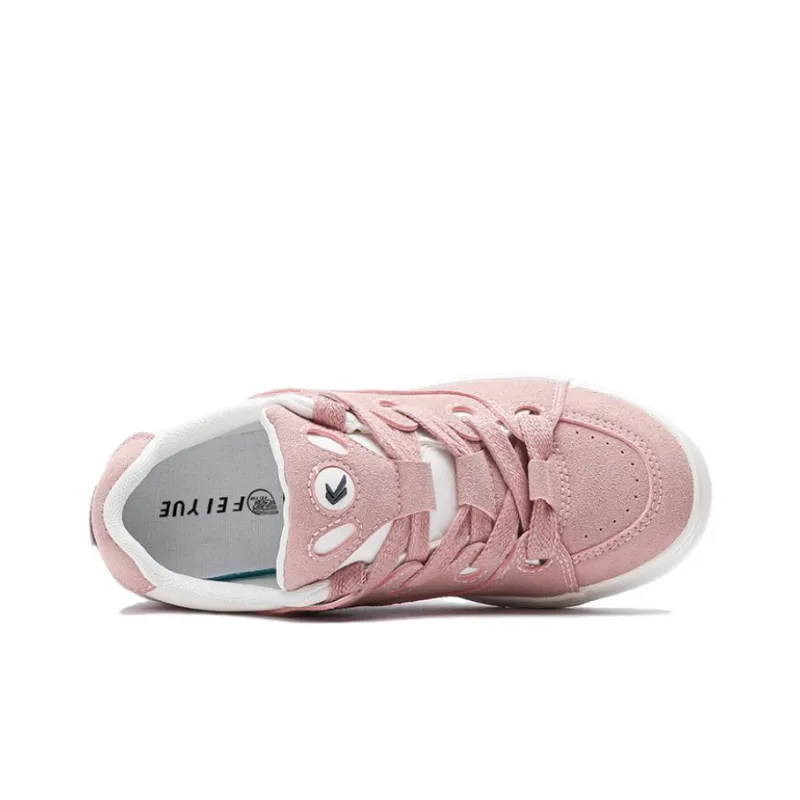 Feiyue Slip Resistant Shock Absorbers With Abrasion Resistant Properties Low Top Skateboard Shoes Women's White Pink-2