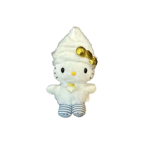 Sanrio 23 Christmas Collection White Hats & Caps Hello Kitty Dolls Plush Pendant Small Size Tall