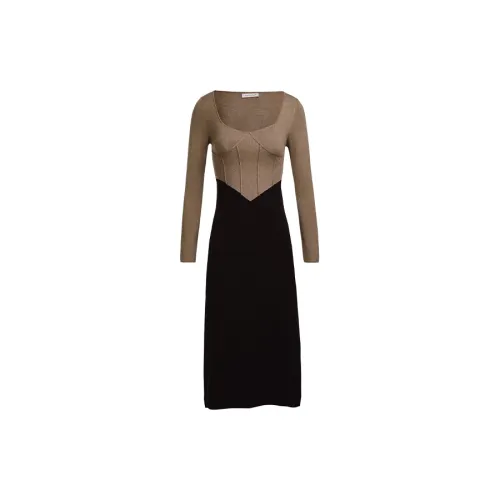 Mix Selection Long-Sleeved Dresses Women's Coffee And Brown