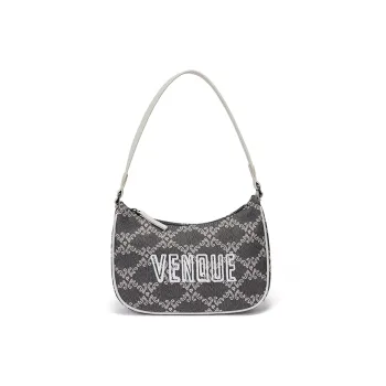 Venque Polyester Handbag, Shoulder Bag, Pochette, Shoulder Bag Small Size Women's Gray Base Monogram