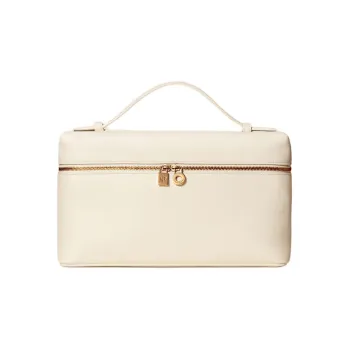 Loro Piana ExtraPocket Leather Makeup Bag Small Square Bag Handbag, Shoulder Bag Regular Women's Whisper White