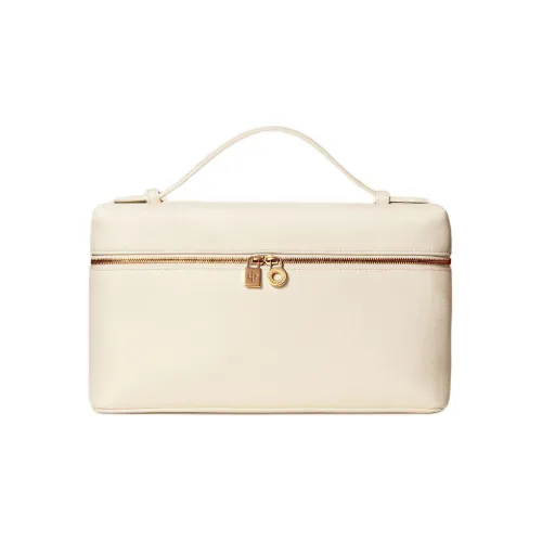 Loro Piana ExtraPocket Leather Makeup Bag Small Square Bag Handbag, Shoulder Bag Regular Women's Whisper White
