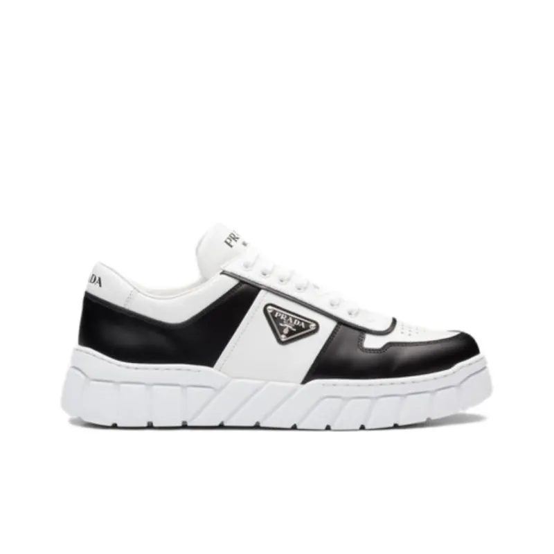 PRADA Voluminous Sneakers Leather White Black-1