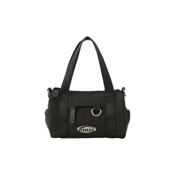 Emis Nylon Cylinder Bag, Crossbody Handbag, Shoulder Bag Unisex Black