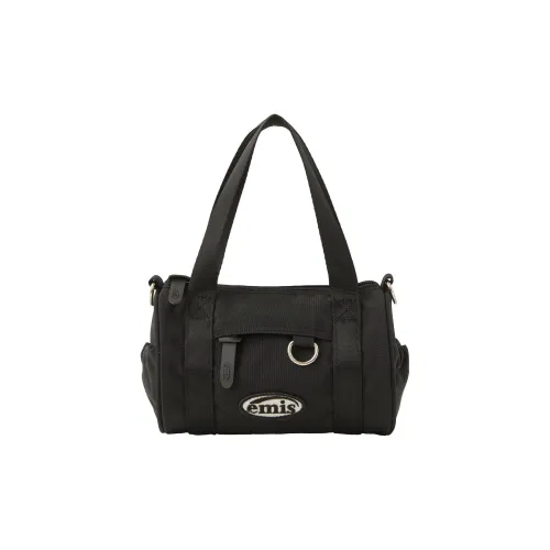 Emis Nylon Cylinder Bag, Crossbody Handbag, Shoulder Bag Unisex Black