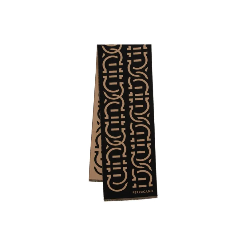 FERRAGAMO Knit Scarves Men's Black-0
